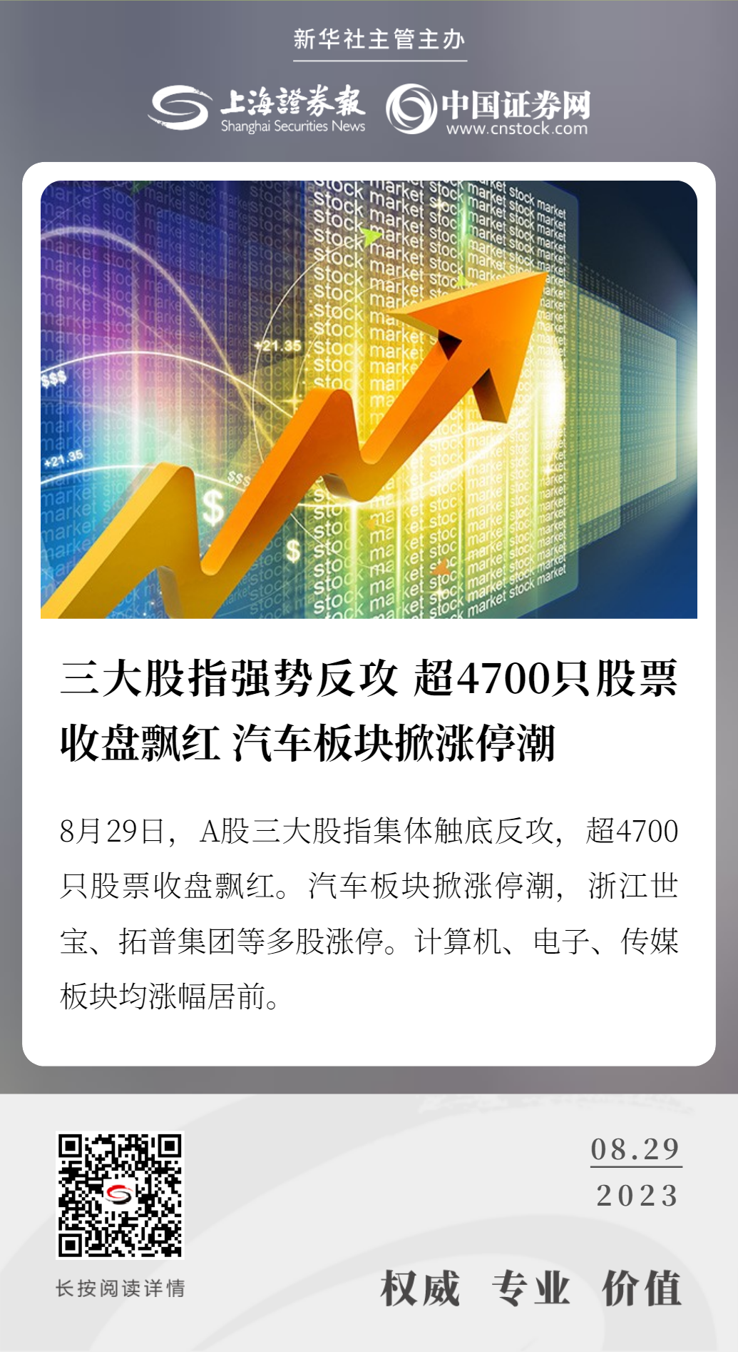 三大股指强势反攻 汽车板块掀涨停潮